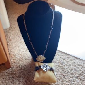 Park lane silver& black necklace and bracelet set.